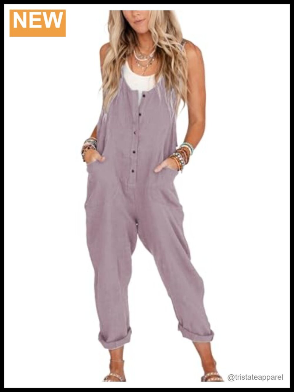 Linen Cotton Overalls Loose Casual Jumpsuit with Pockets